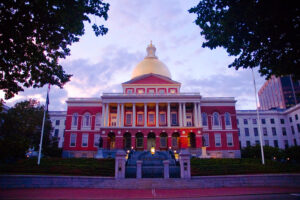 A photo of the Massachusetts State House